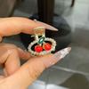 2Pcs Cherry Hairpin Small Side Claw Clip Sparkling Rhinestones Accent Zinc Hairpin For Women Girls Party Daily Use