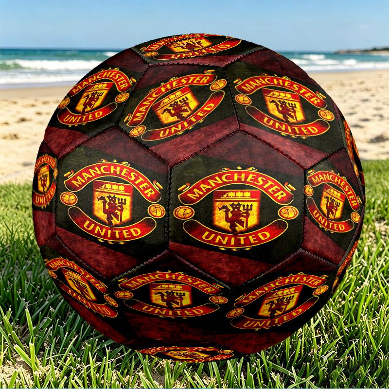 Manchester United F.C Print Size 5 Soccer Ball, PU Wear Resistant Football for Match Training and Daily Practice, Birthday Gift for Soccer Fans