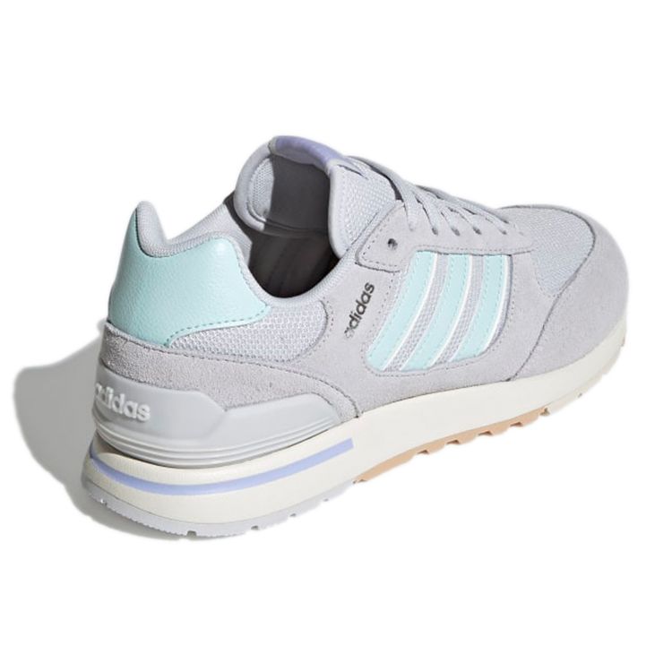 Adidas Neo Run 80s Comfortable Fabric Leather Non-Slip Wear-Resistant Low-Top Running Shoes Women Sneaker Gray Blue GV7301