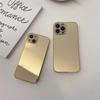 Luxury Gold-Plated Hard Mirror Phone Case for iPhone 12/13/14/15/16/17 Pro Max, Silver Gold-Plated