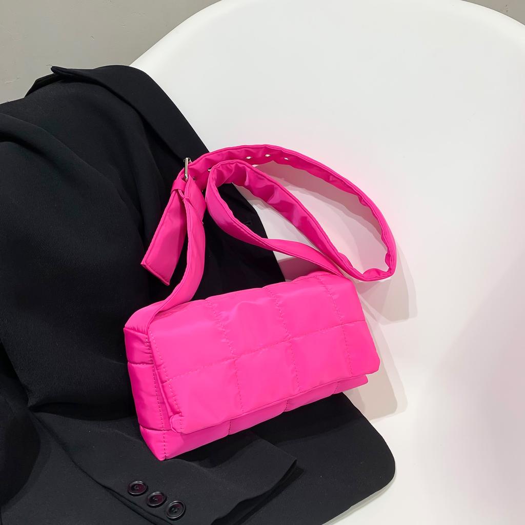 2025 New Ins Fashion Trend Internet Celebrity Solid Color Sponge Pillow Bag Nylon Shoulder Messenger Bag Space Cotton Bag