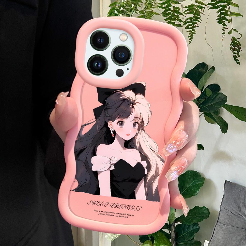 

Мягкий чехол для телефона Pretty Girl для iPhone 11 12 13 14 15 Pro Max 6 6S 7 8 Plus Xs Wave Edge, противоударный защитный резиновый чехол iPhone 8 Plus розовый