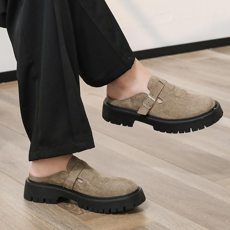 Summer Lazy Without Heel Bag Head Slippers Casual Muffin Thick-soled Half Slippers Breathable Half Drag Leather Shoes