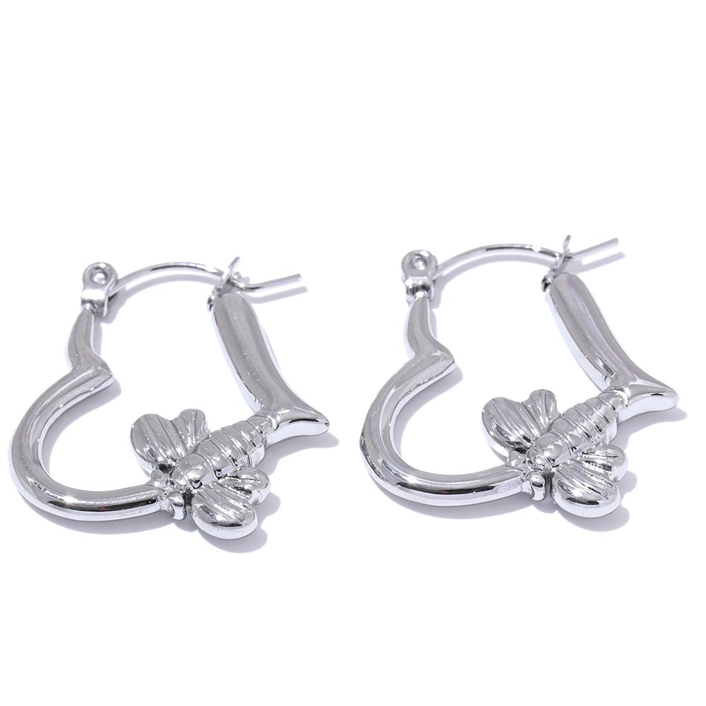 

Yhpup Fashion Stainless Steel Heart Hollow Bee Honeybee Hoop Earrings Platinum Prevent Allergy Stylish Charm Jewelry Bijoux