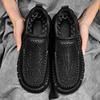 Fashion Leather Shoes Man Casual Loafers Luxury Design Slip on Male Dress Shoes Leisure Style Big Size Outdoor Wear-resistant Sole