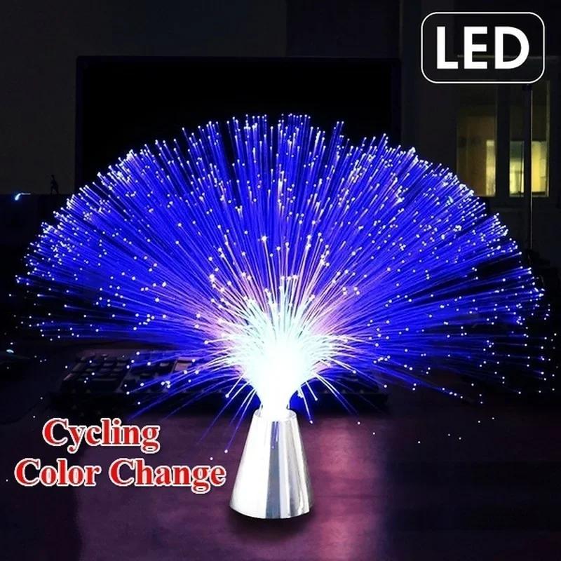 Светодиодная оптоволоконная лампа Звездное небо Оптоволоконный светильник Праздничное Рождественское Свадебное украшение Светодиодный ночник Автоматическая смена цвета A Without battery