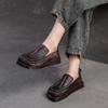 Fashion 2.5CM Square Toe Flats Shoes For Women Loafers Casual Flat Heel Soft Soles Luxury Genuine Leather Elegant Platform Lazy Shoes