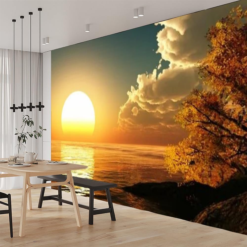 Sunset On The Sea 3d Wallpaper Mural Sea Sky Wall Murals For Bedroom Boys Girls Kids Room Living Room Backdrop Wallpaper