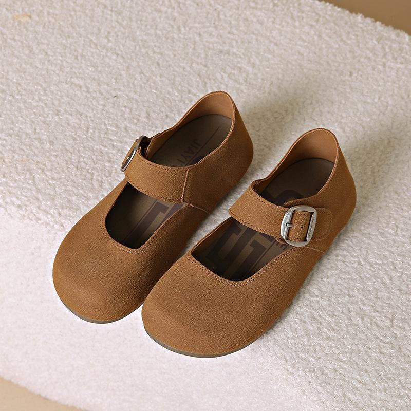 Leather Mary Jane women's shoes autumn new retro shoes flat two wear maternity shoes bag head single shoes soft