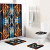 Cool Pattern Shower Curtain Floor Mat Combination Four-Piece Set Bathroom Toilet Carpet Mat Foot Mat