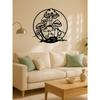 Round Iron Wall Decor with Black Floral Design for Living Room Bedroom Home Decoration Gift
