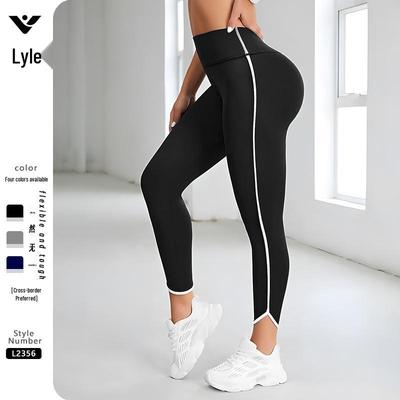Europäische & Amerikanische High Waist Yoga-Hosen - Hüfthebend, Bauchformend und mit seitlichen Bändern Fitness-Tights für Damen