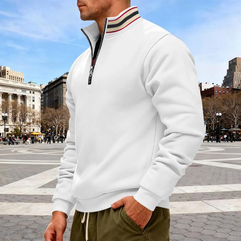 Mens Thick Fleece Loose Stand Collar Half Zip Casual Warm Sports Sweatshirt
