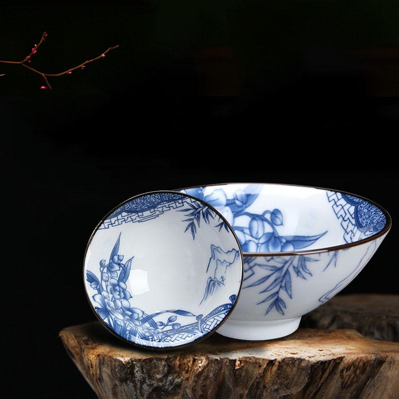 Čínský modrobílý porcelánový šálek na čaj Ručně malovaná čajová souprava Malá čajová miska Šálky na květinový čaj Čajové příslušenství Nápojové sklo Velkoobchod
