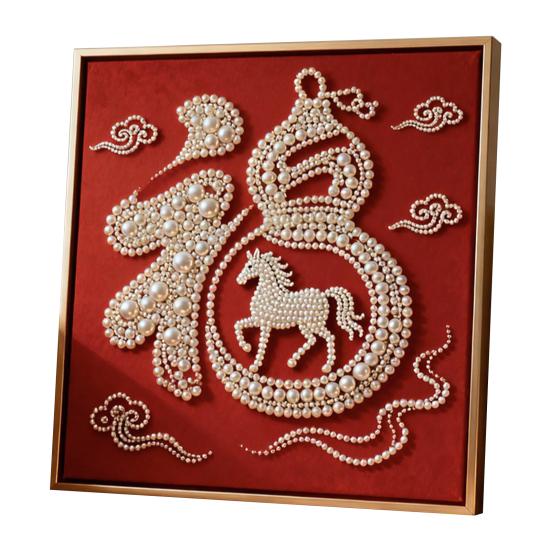 DIY Sada pro malování perlami pro dospělé Začátečníky Designy koní 3D perlové umění Řemeslná sada Předtištěné plátno Sada plastových per pro dekoraci na Nový rok Nápad na dárek