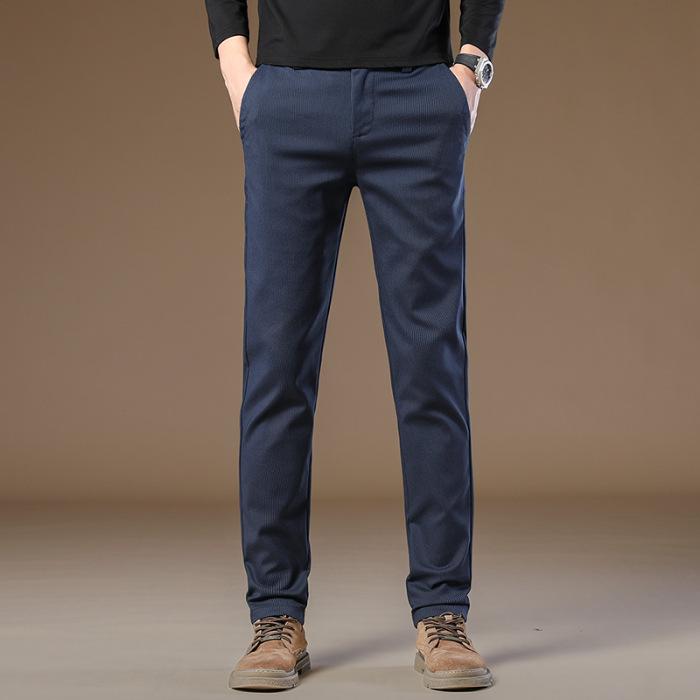 2024 Spring And Autumn New Men'S High End Leisure Slim Fit Elastic Straight Leg Western Pants Business Pure Cotton Pants