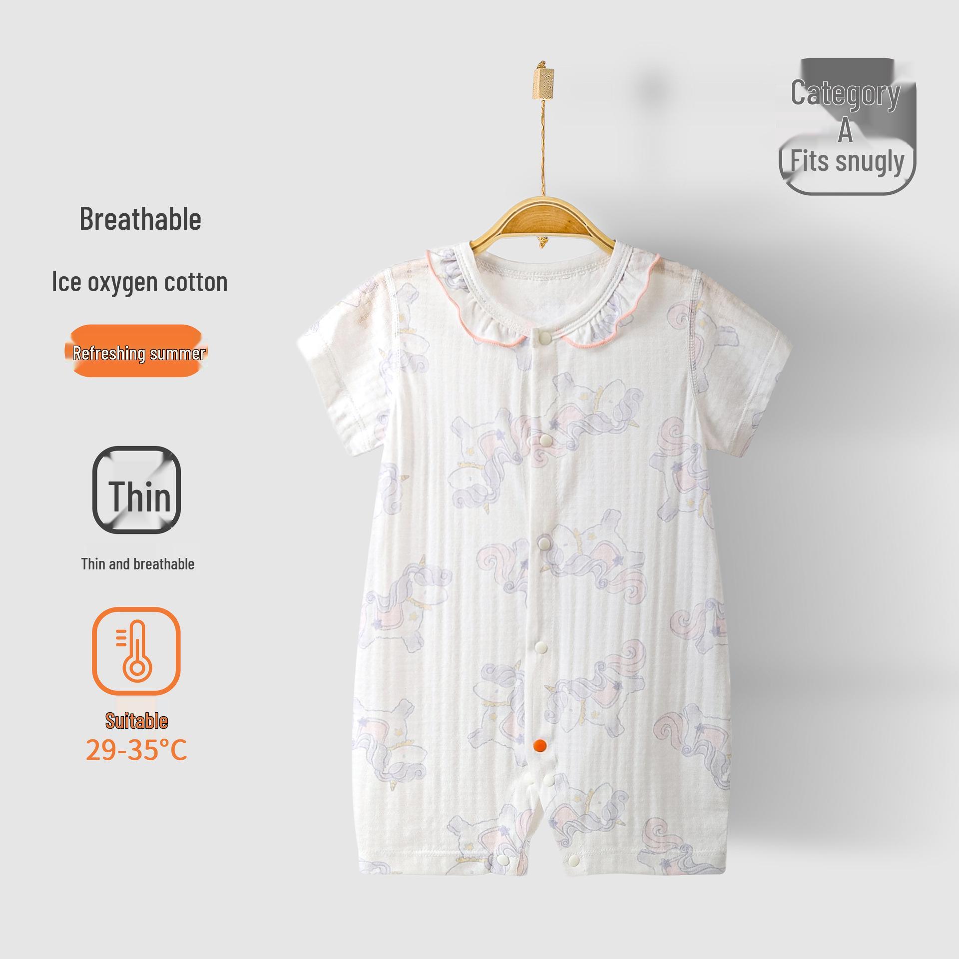 

Летний хлопковый дышащий ромпер-комбинезон с коротким рукавом для новорожденного 80 cm