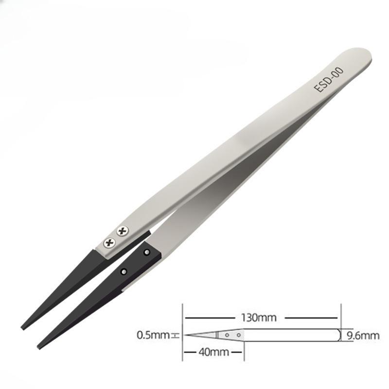 Stainless Steel Anti-Static Interchangeable Ceramic Tweezers - Corrosion-Resistant with Carbon Fiber Tips for Easy Carry