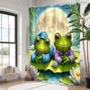 Animal Frog And Lotus Bathing Curtain  Bathroom Shower Curtain Waterproof With 12 Hooks Home Deco Free Ship