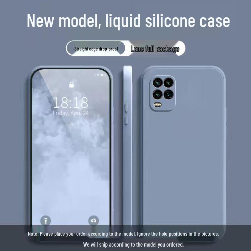 Compatible with Xiaomi 10 Youth Edition: Solid Color Liquid Silicone Full Coverage Soft Case - Anti-drop Protection