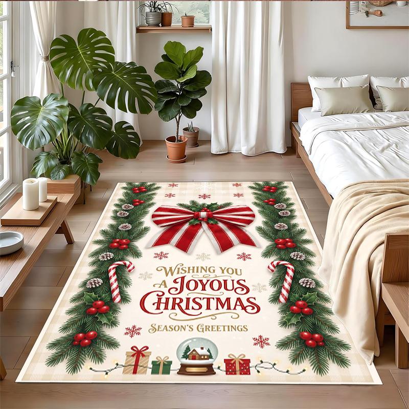Christmas Printed Square Area Rug Soft Non Slip Floor Carpet For Bedroom Holiday Gift