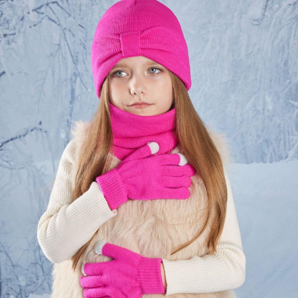 3Pcs/Set Windproof Children Hat Scarfs Gloves Set Warm Thicken Winter Kids Beanie Outdoor Winter