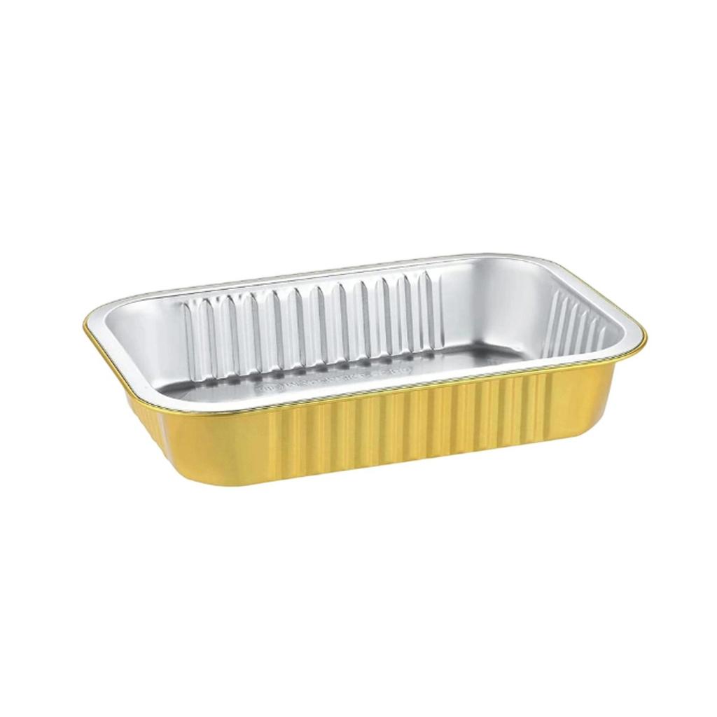 Heavy Duty Aluminum Foil Baking Pan, Disposable Rectangular Roasting Tray, Gold, 12 X 8 Inches, Perfect for Oven Cooking, Catering, and Food Storage