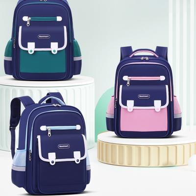 Lightweight Oxford School Backpack for Children Unisex Breathable Dirt Resistant Bookbag with Curved Straps Modern Design