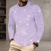 Men Plus Size Round Neck Long Sleeve Printed Gradient Striped Pullover T Shirt Straight Hem