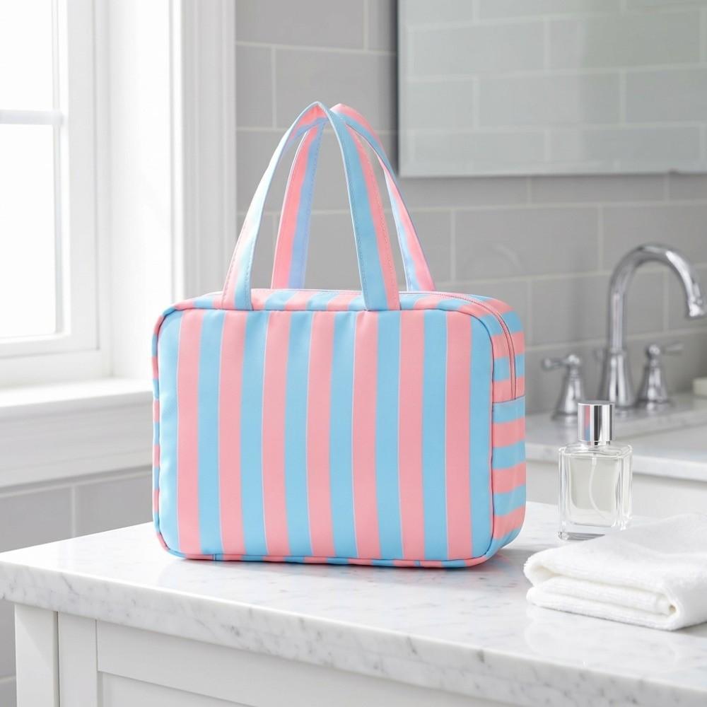 Striped Travel Wash Handbag Large Capacity Make Up Bag Cute Clothing Bag Space Saving