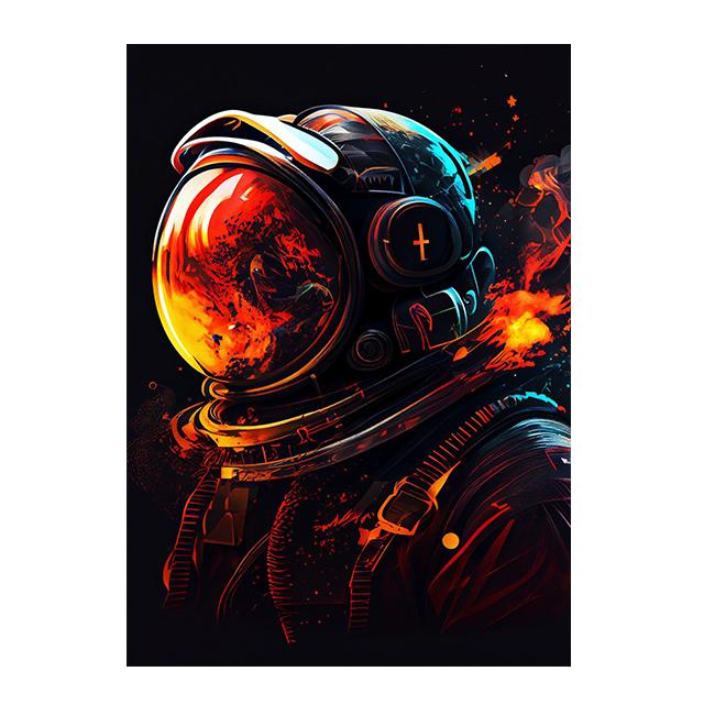 Neon Astronaut In Space Wild Flame Fantasy Landscape Canvas Paintings Wall Art Posters and Prints Living Room Home Decor Picture