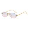 Frameless Oval Sunglasses with Zircon UV Resistant Cool Luxury Brand Design for Women and Men Fashion Trend
