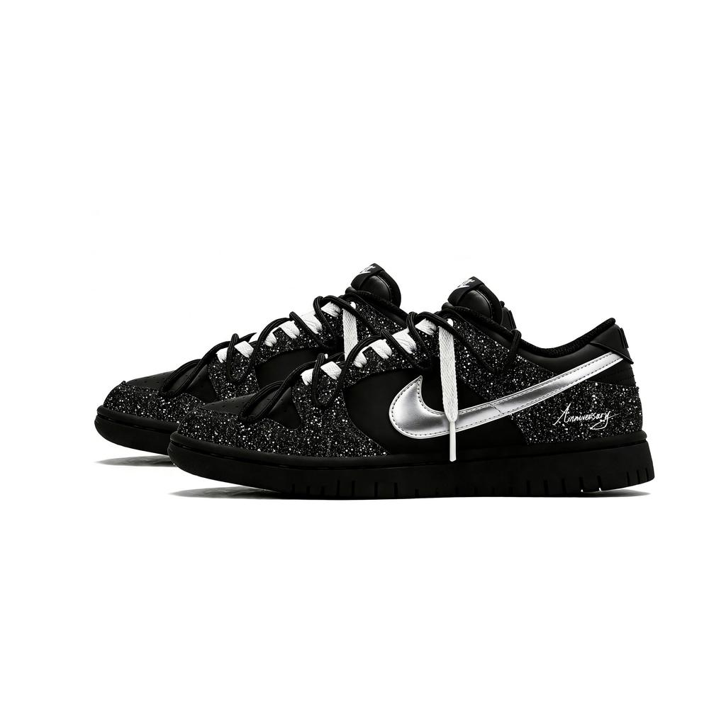 Nike Dunk Night Sky Baby's Breath 2.0 Low top Skateboard Shoes Men's Black White Silver IO7606-010(Team619-2.0)