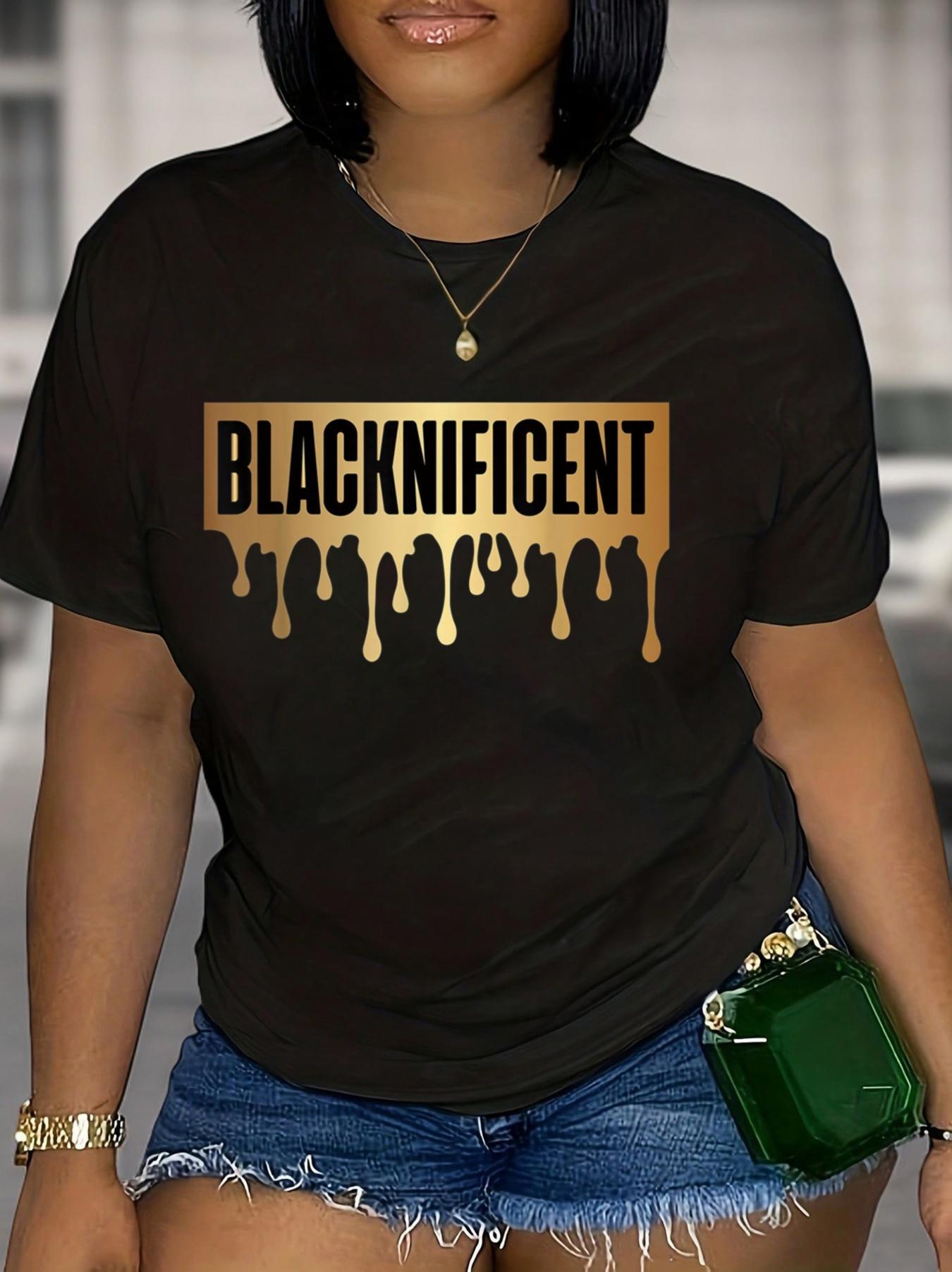 Blacknificent Dripping Gold Text Graphic T-shirt XL