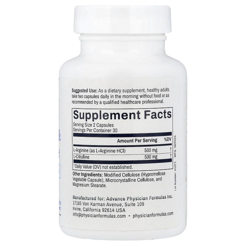 L-Arginine & L-Citrulline, 60 Vegetable Capsules