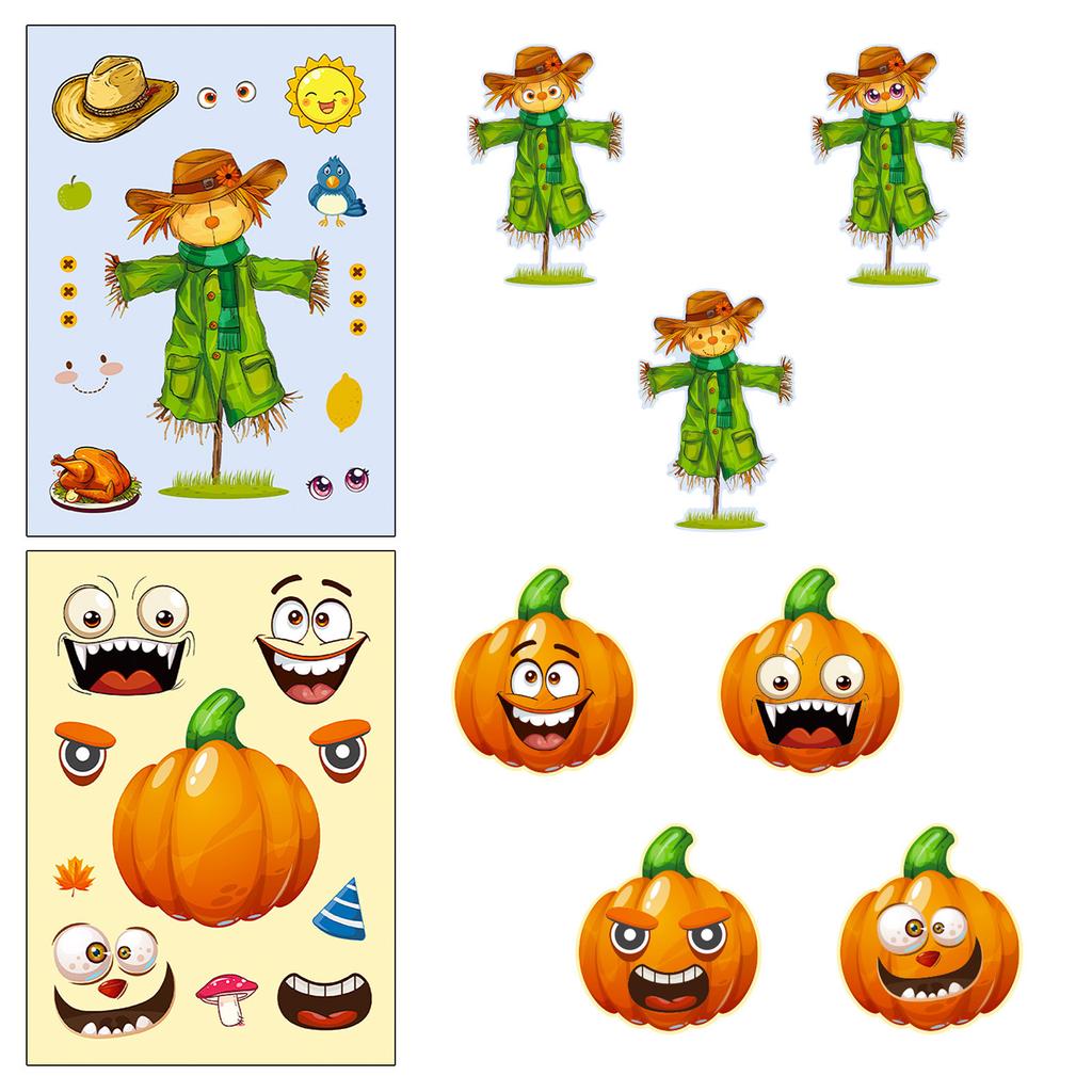 6 Photos/package Thanksgiving Autumn Harvest Festival Stickers Potato Turkey Puzzle Stickers Face Change