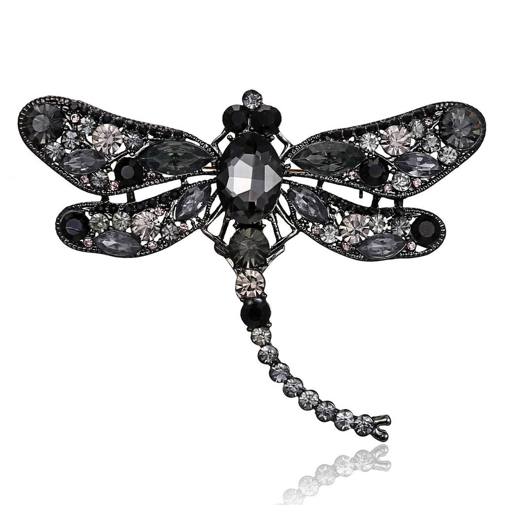 Vintage Corsage Pin Big Dragonfly Brooch Silk Scarf Buckle Diamond Animal Brooch