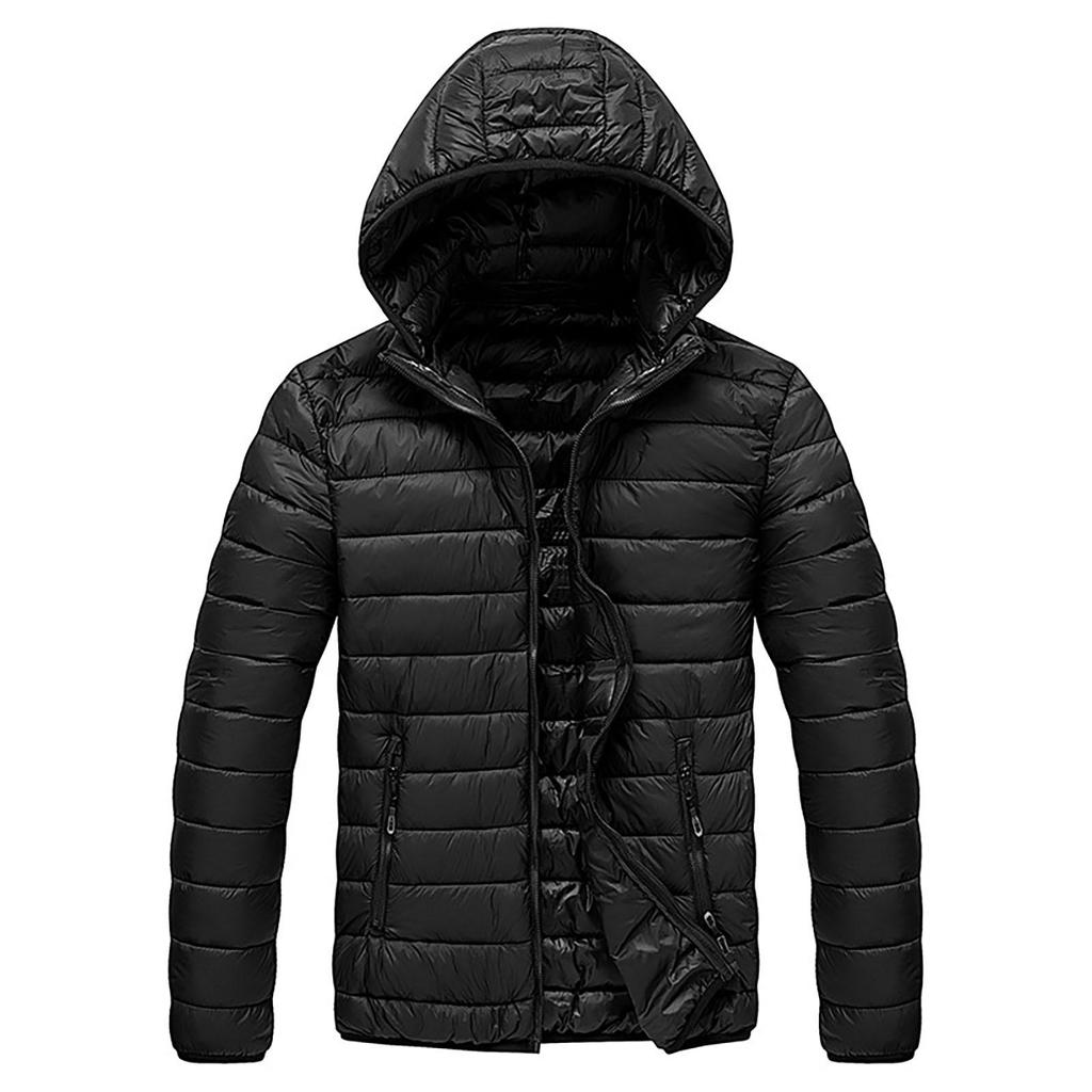 2026 Winter New Men's Light and Short Fashion Casual Cotton Clothing Slim Fit Portable Warm Men's Hooded Jacket