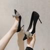 Spring versatile new bow pointed shoes suede high heels thin heels not tired feet single shoes women