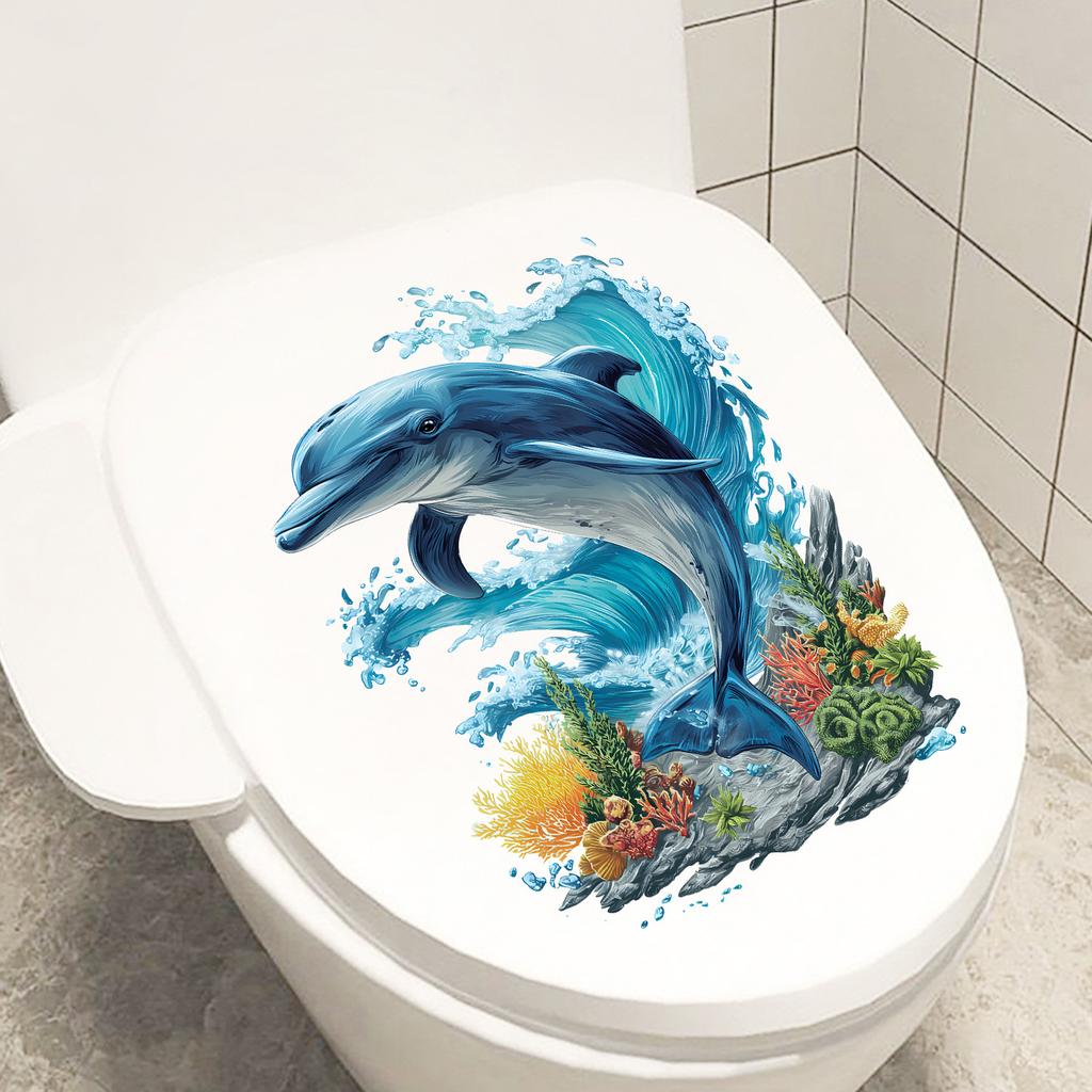 Kreslený Oceán Delfín Mořská řasa Kreativní Domácí Pozadí Dekorativní Samolepka