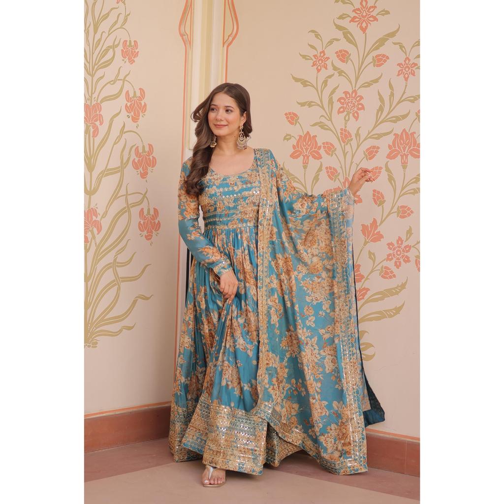 Premium Designer Readymade Gown-Dupatta Collections.