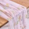 Lace Table Runner - French Retro Style with Colorful Floral Embroidery for Wedding and Dining Decor.