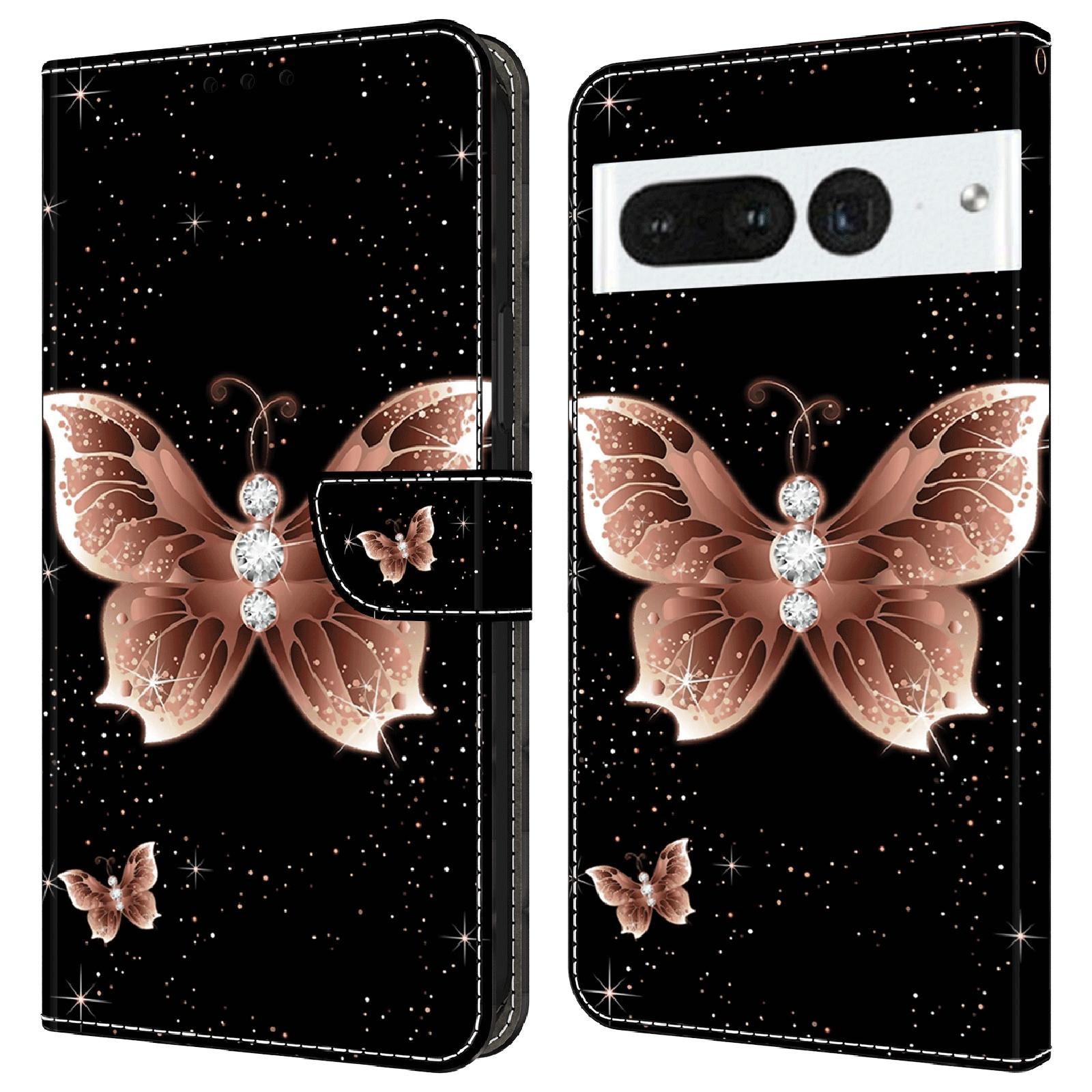 

For Google Pixel 7 Pro 5G PU Leather Stand Cover 3D Pattern Printed Flip Wallet Phone Case A