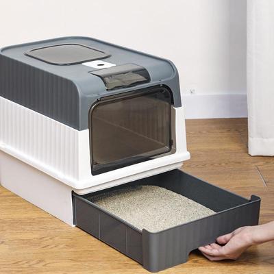 Extra Große Vollständig Geschlossene Katzentoilette mit Schublade, Anti-Spritz-Design, Desodorierend.