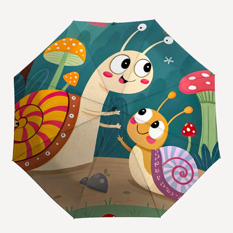 

1pc Snail Forest Automatic Open/Close Exquisite Umbrella Sturdy Iron Frame, Compact Travel Umbrella - Perfect Gift for Women, Men, Birthdays