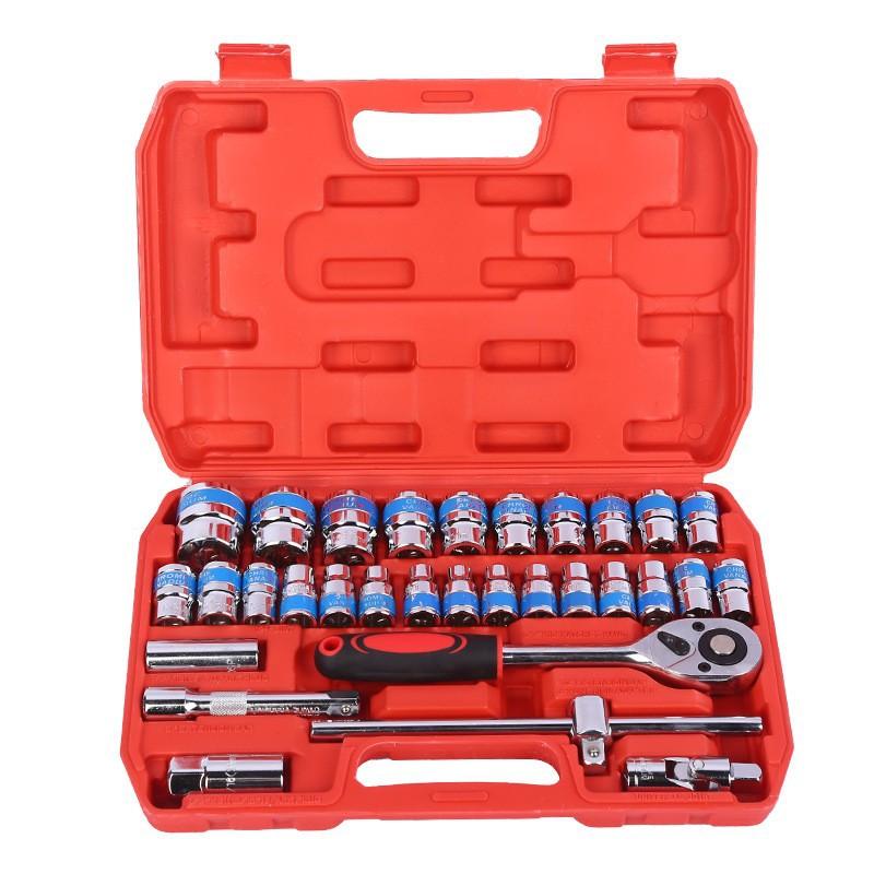 32pc 1/2" Drive Socket Wrench Set - Deep & Standard Sockets with Ratchet, Mechanics Tool Kit for Auto Repair, Garage & DIY Tools