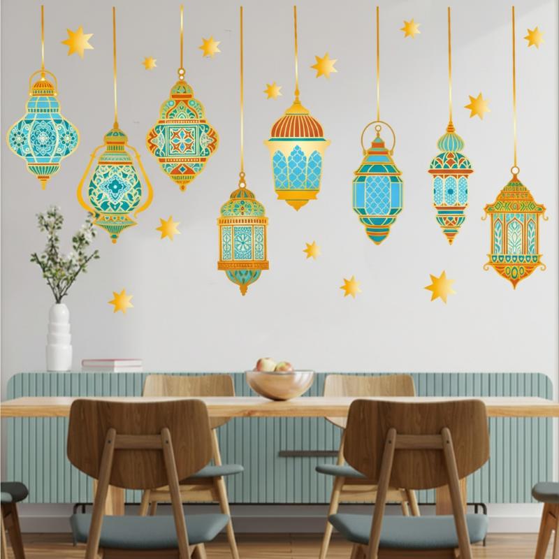 Eid Window Stickers Ramadan Decoration Eid Mubarak Decor For Home Wall Stickers Ramadan Kareem Islam Muslim Party Supplies