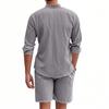 Cotton Linen Breathable Soft Shirt & Shorts Men's Suit Beach Holiday Men's Cotton Linen Long Sleeve Shirt Two-piece Sets