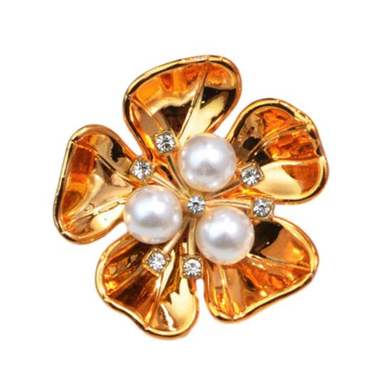 Flower Cufflinks Faux Pearl Rhinestone Flower Button Covers for Women Dress Shirts Crafting DIY Embellishments Gifts
