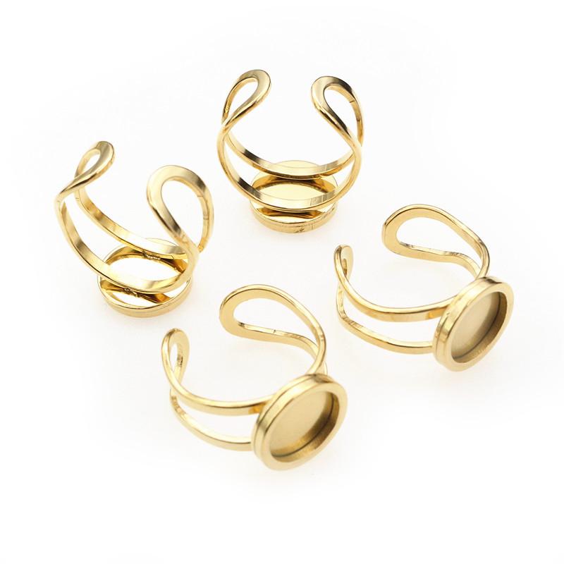 5pcs 10-25mm Inner Size Round Thick Stainless Steel Adjustable Ring Settings Cabochon Blank Base DIY Jewelry Making Findings